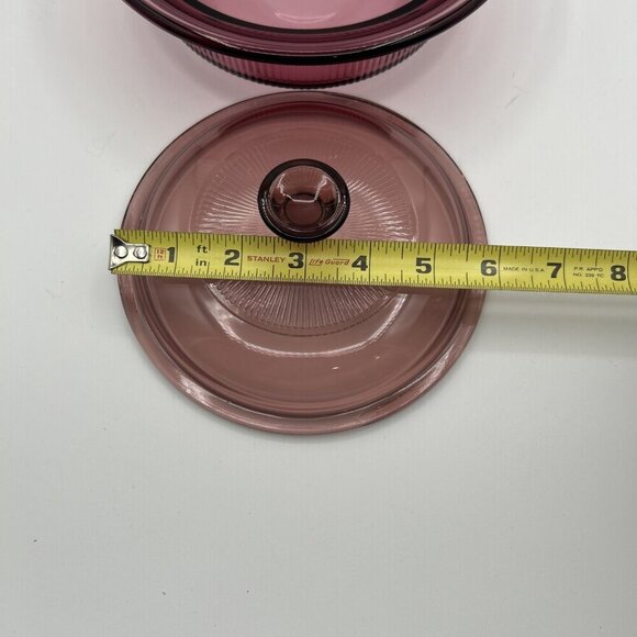 Corning Visionware CRANBERRY Ribbed 750mL Baking Lidded Casserole Cookware 90s - Picture 6 of 9